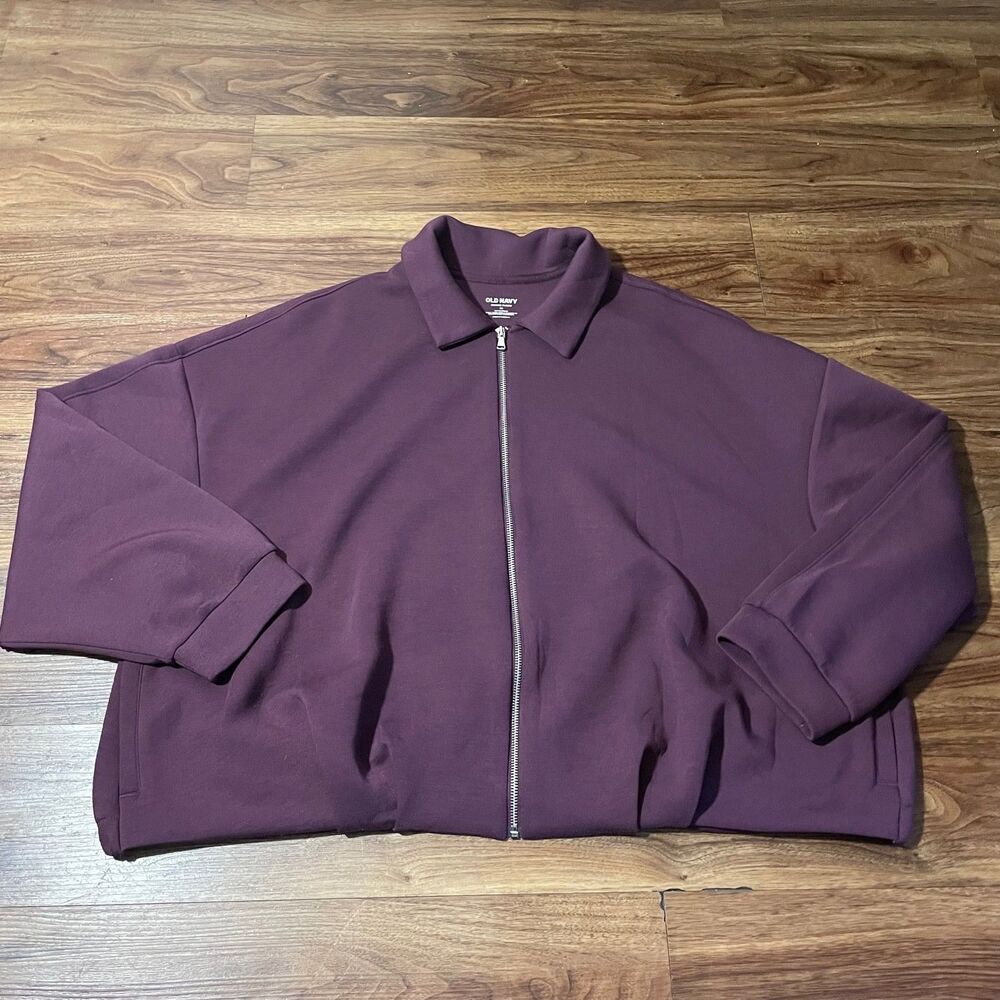 Old Navy Bounce Fleece Full Zip Collared Bomber Jacket Purple Womens Size 3X